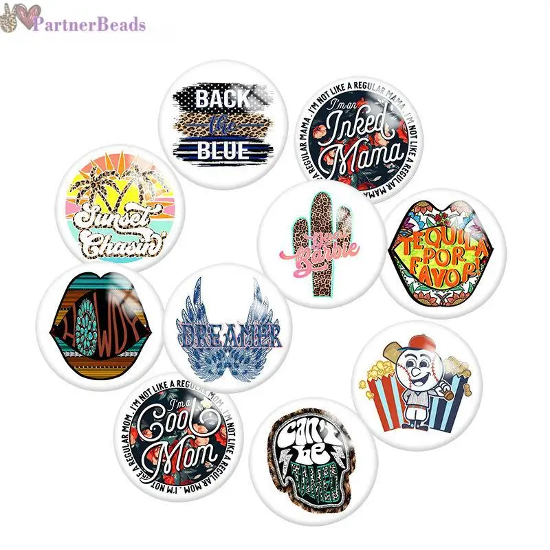 

Words Round Photo Glass Cabochon Demo Flat Back Making Findings 20mm Snap Button N9521