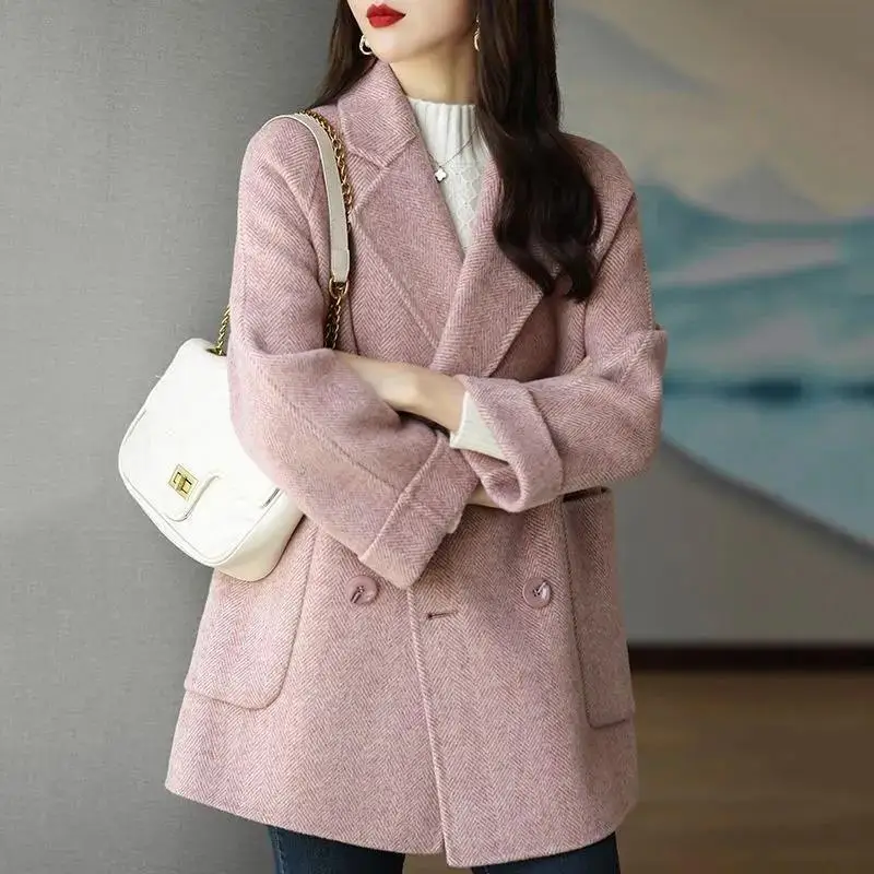 

Wool Coat Elegance Coats and Jackets Women New In Autumn Winter Jacket Women Korean Style Long Sleeve Office Lady Trench Coat
