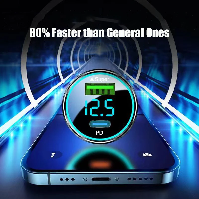 Автомобильное Зарядное Устройство Usb C Адаптер 180 Вт Сверхбыстрая Зарядка С