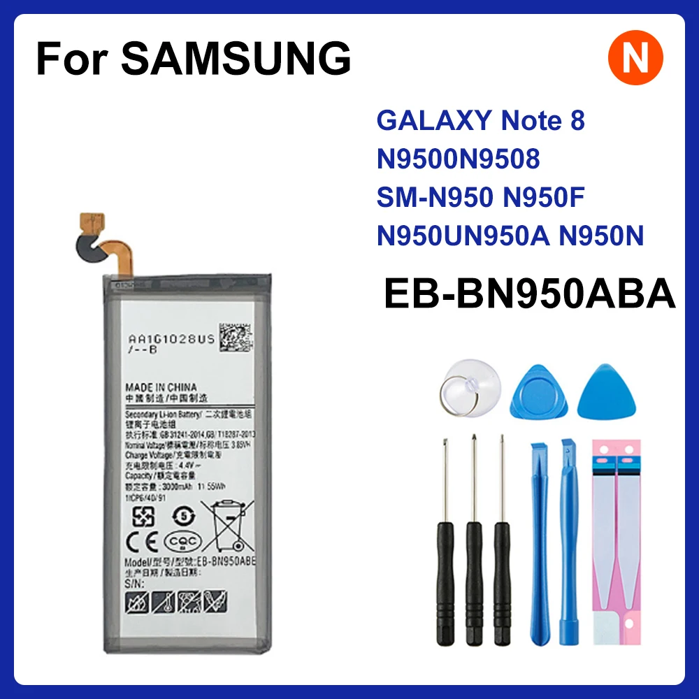 

SAMSUNG Orginal EB-BN950ABA EB-BN950ABE 3300mAh Battery For Samsung GALAXY Note 8 N9500 N9508 SM-N950 N950F/U N950A N950N +Tools