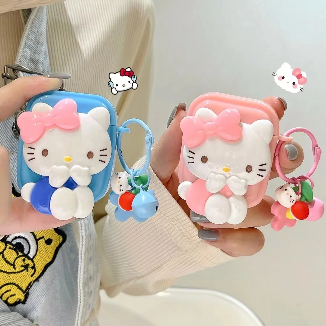 

3D Sanrio Hello Kitty powder blue little bell Case for Apple AirPods 1 2 3 Pro Cases Cover For IPhone Bluetooth Earphone Case