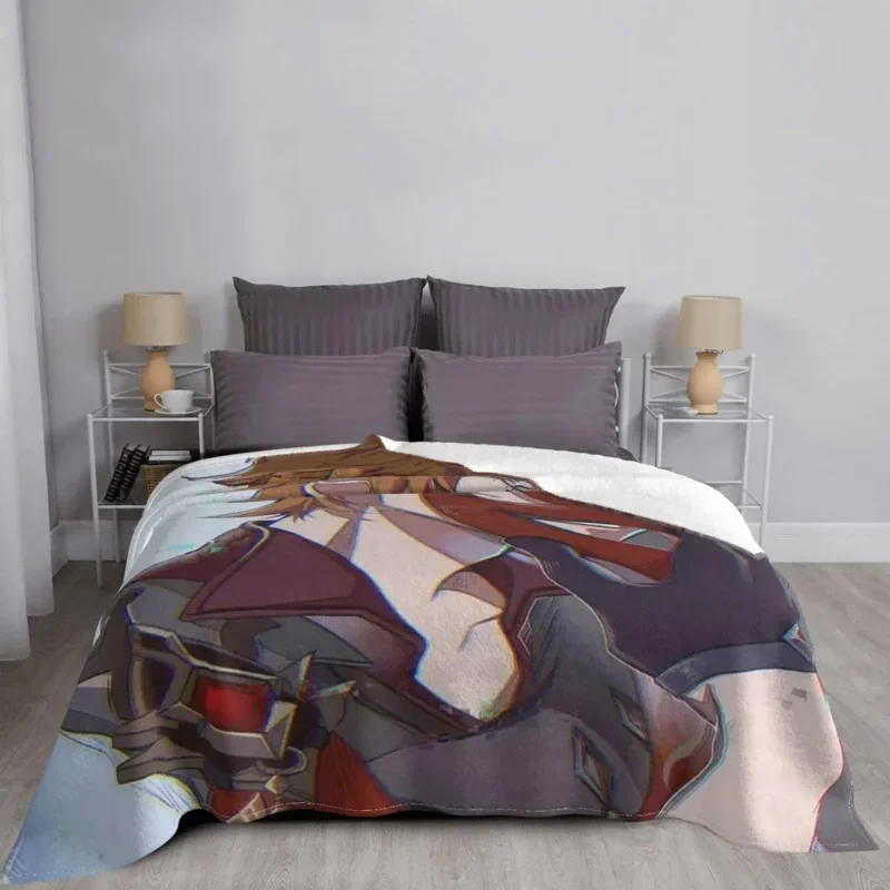 

Childe Genshin Impact Blanket Flannel Print Anime Mask Portable Warm Throw Blankets For Home Car Quilt