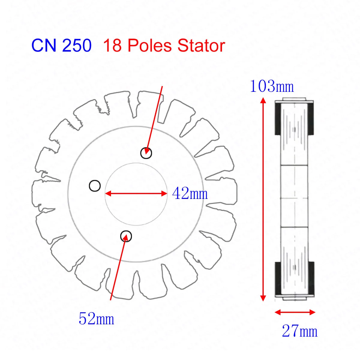 Статор Магнето 18 полюсный Coil4 провод с триггером 250CC CN250 CF250 172 мм Kazuma Kinroad, для езды по песку, квадроцикла, картинга, багги (art.: 2ef478cf) - 2ef478cf
