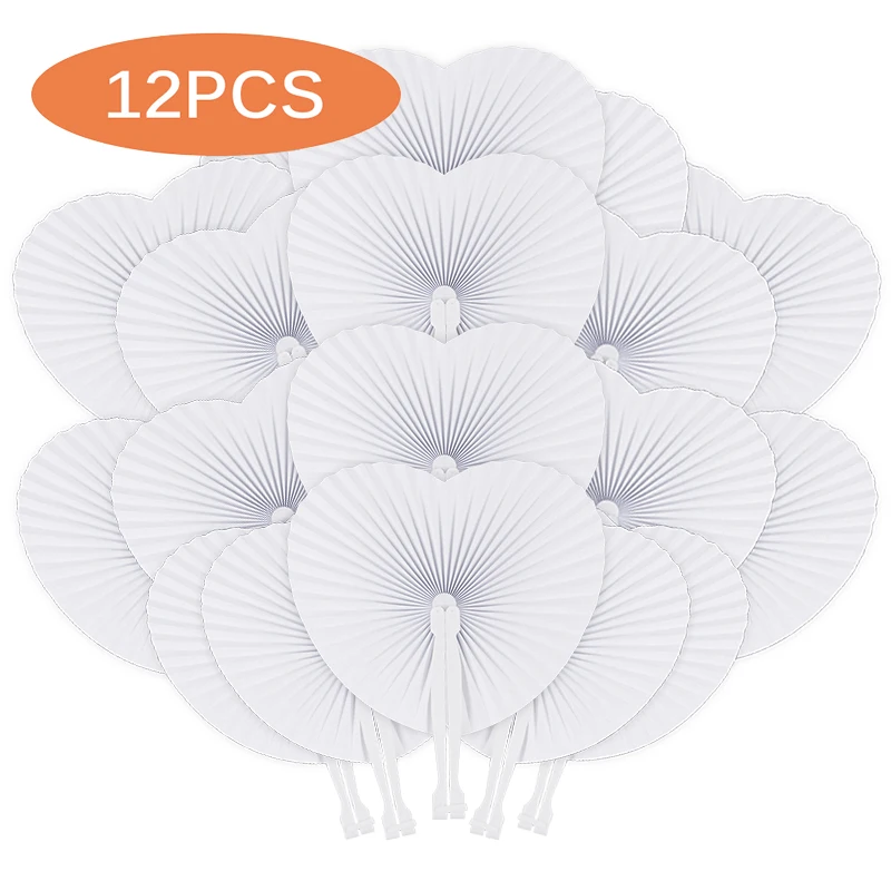 

12pcs/lot White Paper Fan Heart Shape DIY Crafts for Wedding Birthday Party Wall Decoration Anniversary Wedding Gifts for Guests