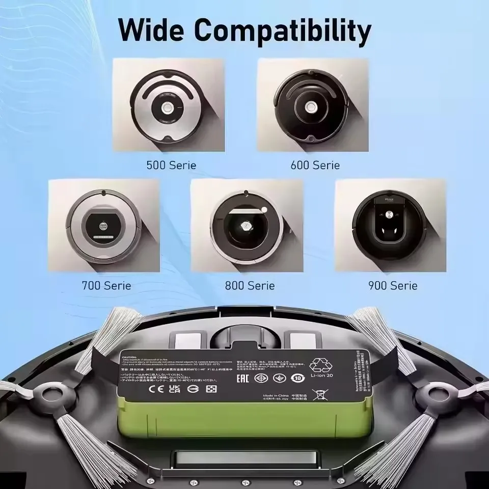 Фото Подходит для аккумулятора робота-подметателя серии iRobot Roomba, 14,4 В, 12800 мАч, 500, 600, 700, 800, 620, 770, 780, запасной аккумулятор №4