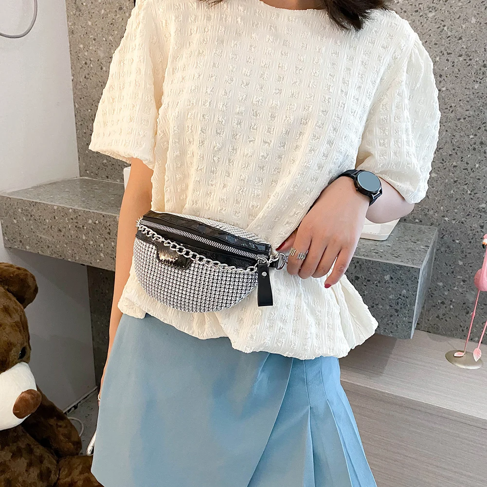 

Portable Crossbody Bags for Women Birthday Gifts Rhinestone Fanny Waist Bag Women Casual Zipper Shiny Chest Crossbody Phone Pack
