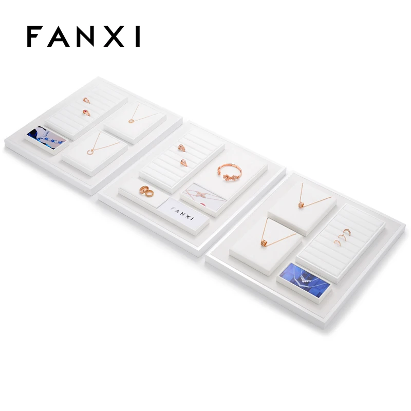 

Oirlv Fashion White Jewelry Display Set Cabinet Display Props Necklace Display Bust Jewelry Store Ring Earring Bangle Tray