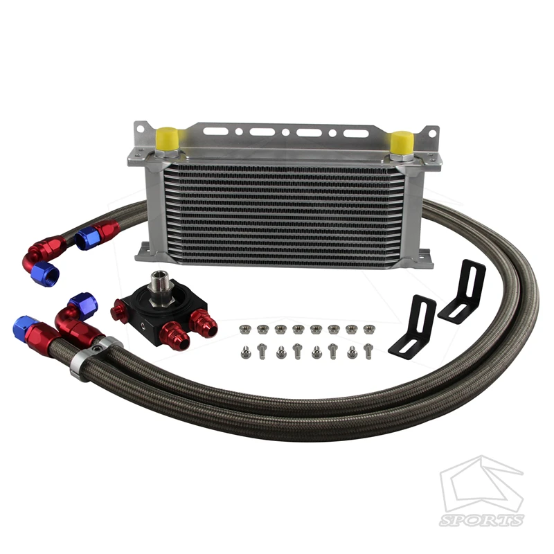 

Universal AN10 16 Row Oil Cooler+Thermostat Sandwich Plate Kit+Bracket