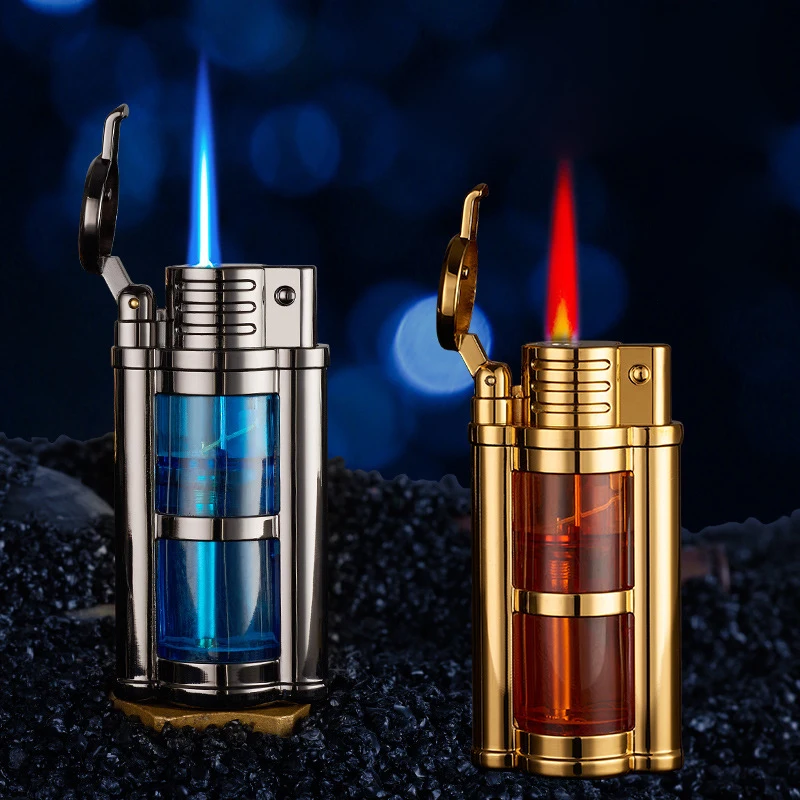 Metal Outdoor Windproof Blue Flame Turbo Jet Transparent  Wa