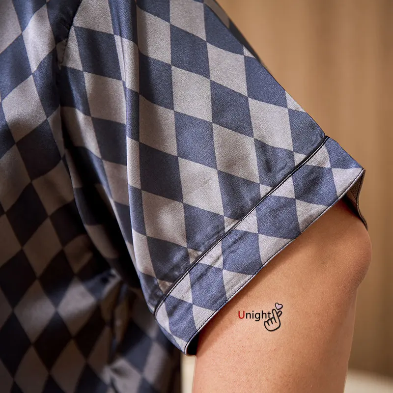 Summer Men's Pajamas Sets Silk Short sleeved Sleepwear Ice Silk Plus Size 7XL Pajama set Home Clothing Pyjamas Suit Home Wear