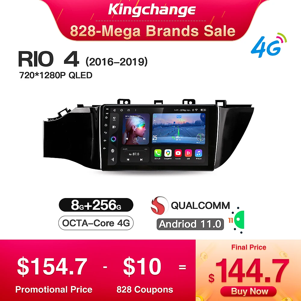 Kingchange Android 10 Автомобильный мультимедийный видеоплеер навигация для Kia RIO 4 2016 - 2019