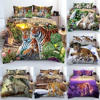 cute animal bedding set 3d duvet cover sets tiger scenery home decor comforter bed cover set single queen king size