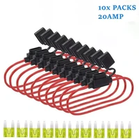10pcs 20a 12v car mini blade inline fuse holder waterproof dustproof cover 12awg for car truck accessories