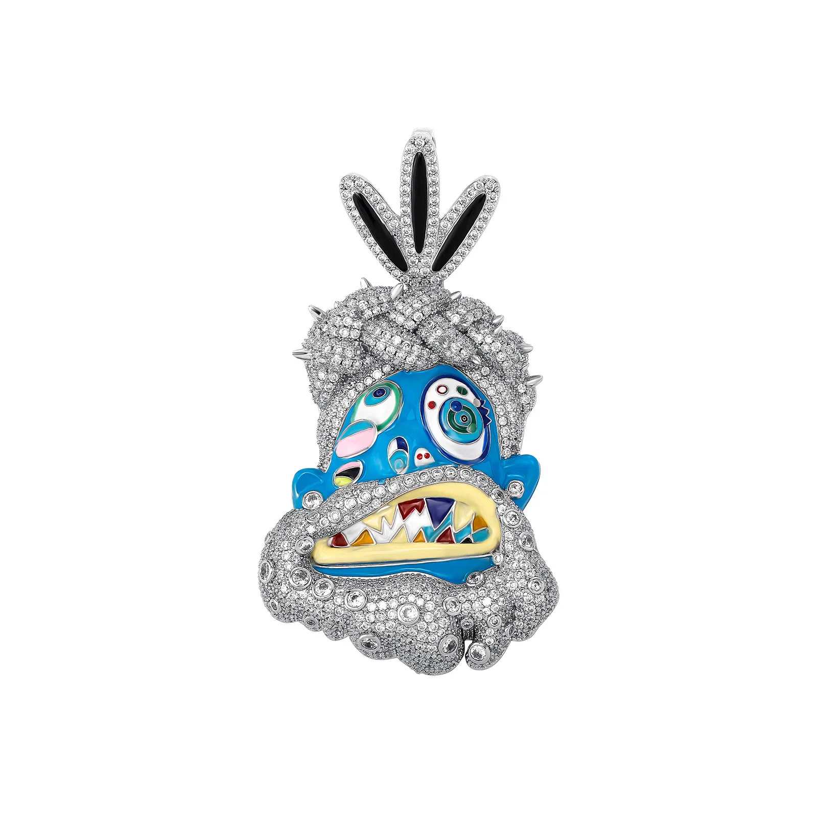 Hip Hop Colorful Enamel Pendant Necklace Jewelry Men Bling Rap with Full Zircon