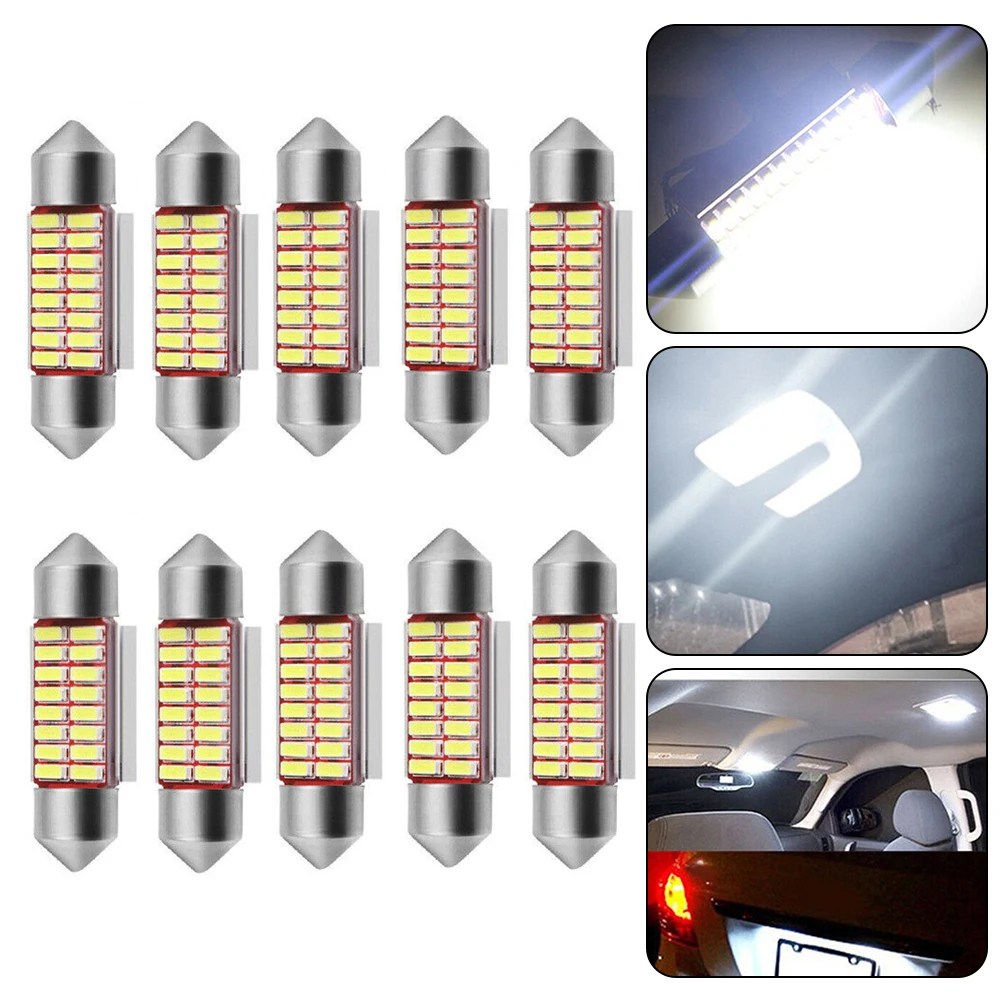 

10pcs 36mmx13mm White Led Bulb Car Interior Dome Reading Lights Trunk License Plate Lamp Car Accessories