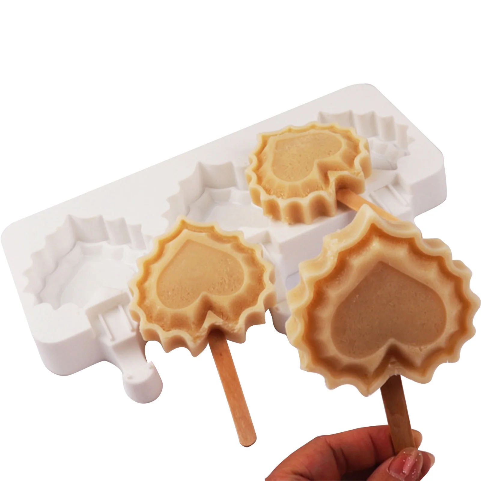 

3D Heart Silicone Ice Cream Mold Handmade Eco-Friendly Popsicle Mold Mousse Dessert Freezer Juice Ice Cube Tray Maker Mould