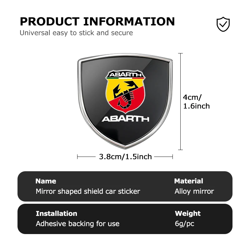 Наклейка-эмблема для багажникакапота автомобиля Abarth, аксессуары для автостайлинга FIAT 500, Tipo, FR, Panda, Argo, Freemont, Bravo, Punto (art.: 3920db6f2cbd0) - 3920db6f2cbd0