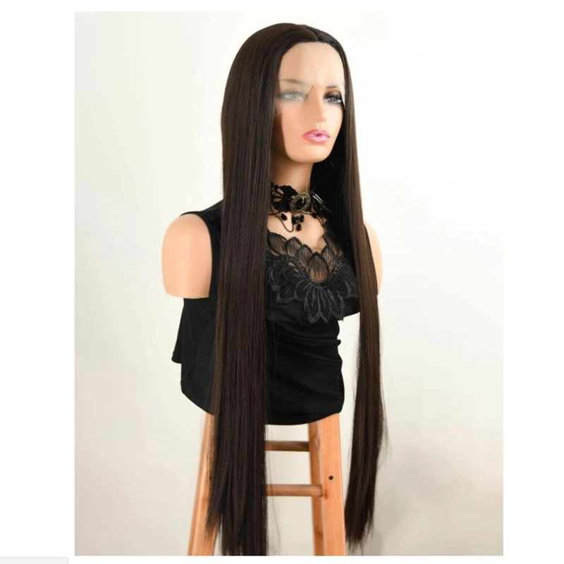 180Density Soft Black Color Long Silky Straight Lace Front Wig For Women With BabyHair High Temperature Daily Wear Deep Wave