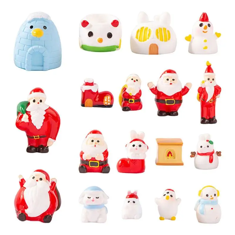 

Christmas Gift Figurines Miniature Santa Claus Snowman MicroLandscape Ornaments For Home Decorations Kawaii Desk Room Decor
