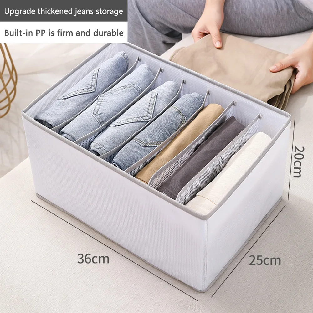 

7/9 Grids Jeans Storage Box Closet Wardrobe Clothes Compartment Boxes Drawer Jeans Socks Separation Organizer Pants Storage