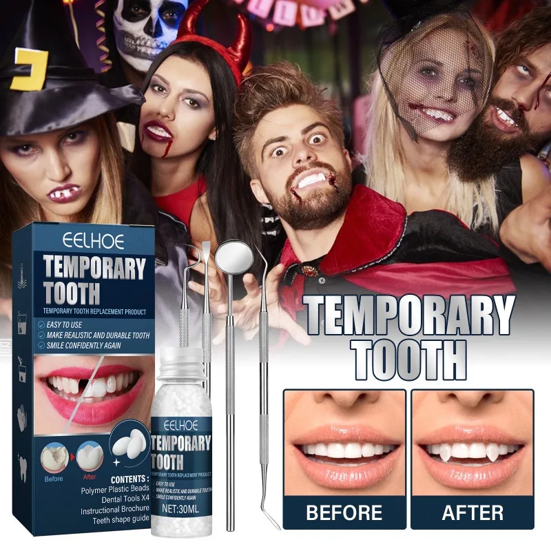 

Декоративный набор клея для зубов EELHOE, макияж вампира на Хэллоуин, реквизит для одежды и зубов, быстрая доставка