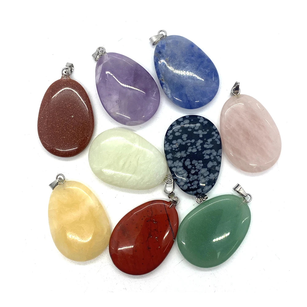 

Natural Stone Opal Pendant Amethyst Reiki Semi-precious Stone Drop Shape Jewelry DIY Making Necklace Teardrop Charm Accessories