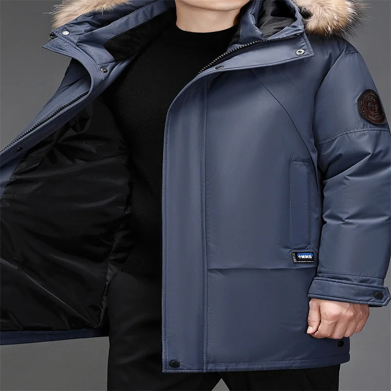 Down Jacket For Men In Winter, Medium Long, Thick, Warm, White Duck  Cold Proof Clothing For The Middle-Aged And Elderly, Elderl