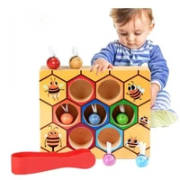 montessori wooden children beehive game childhood color cognitive small educational early toy game bee toys baby gift