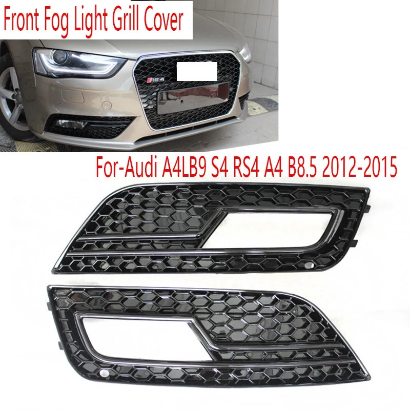 

1Pair Car Front Fog Light Grill Cover for A4LB9 S4 RS4 A4 B8.5 2012-2015 Honeycomb Grille