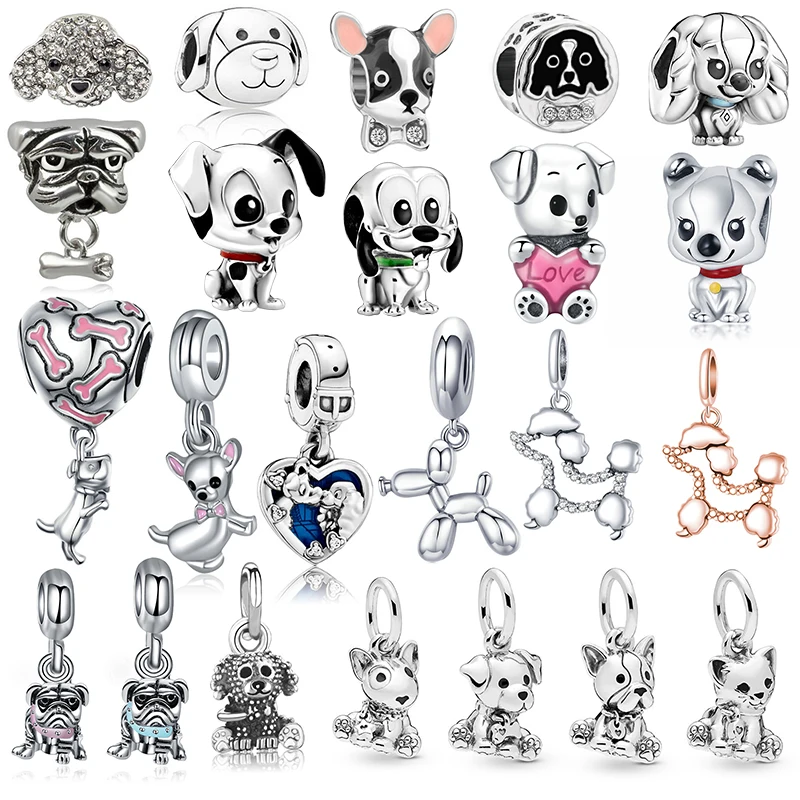 

Cute Poodle Bulldog Chihuahua Beads for Jewelry Making DIY Labrador Dog Pendant Fits Pandora Charms Bracelet Women Accessories