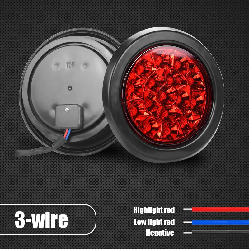 12-24V Wide Pressure Truck Round Light 4 Inch Stop Brake Running Amber Red Turn Signal For Trailer 4x4 Pickup Bus Van - купить по