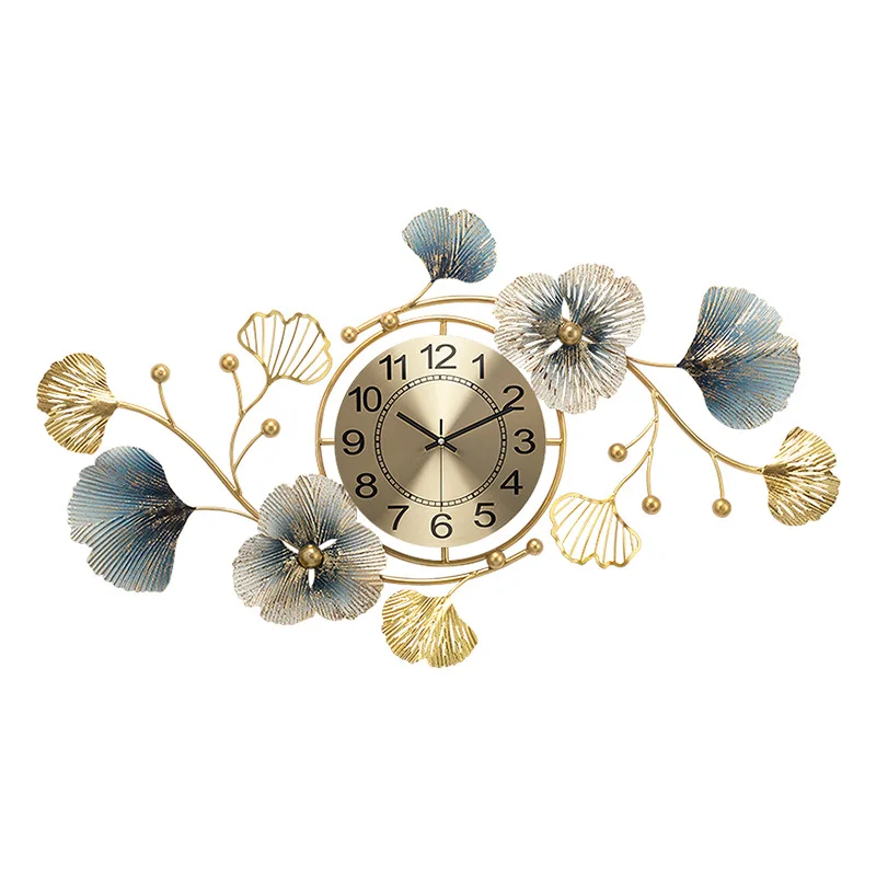

Large Wall Clock Modern Design Ginkgo Biloba Living Room Decorative Silent Hanging Watch Home Decoration Luxury