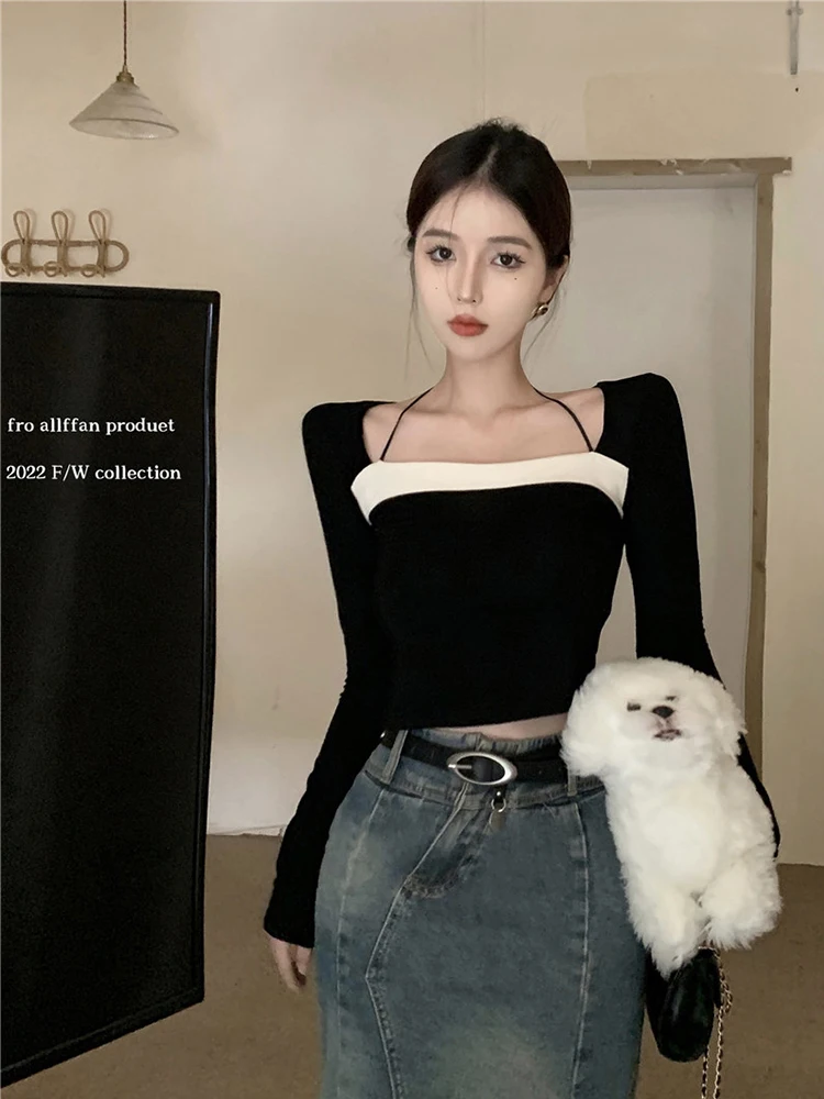 

Женская винтажная Повседневная Футболка Harajuku с длинным рукавом, женские футболки, топы, японская женская одежда Ulzzang для женщин