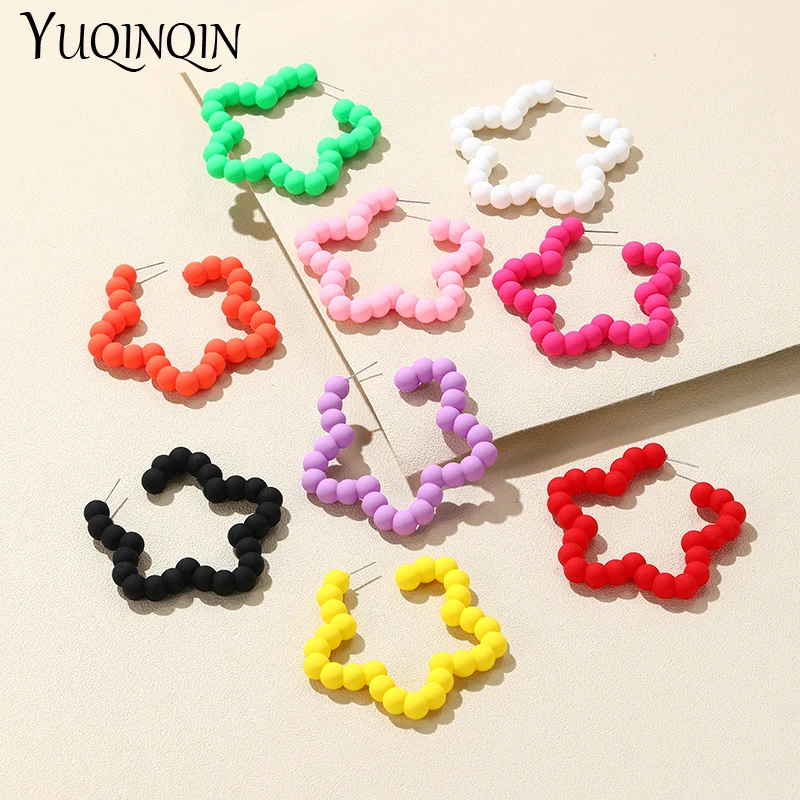 

Fashion Big Geometric Flower Hoop Earrings for Woman Polymer Clay Korean Large Ear ring for Girls Summer Travel Party Jewelry