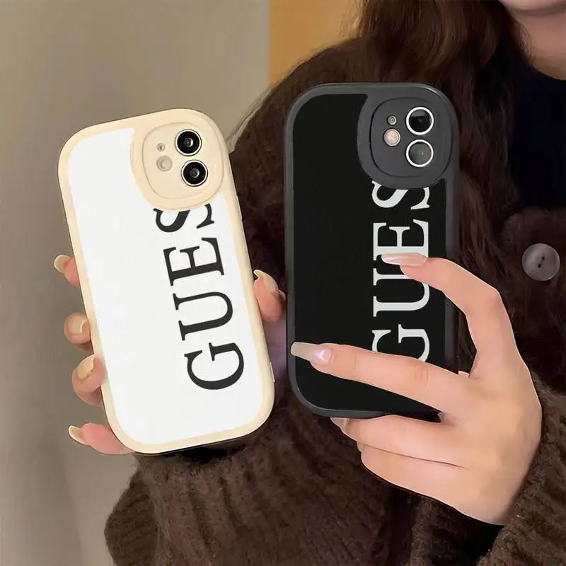 

Guess Triangle Letter Brand Phone Case Hard Leather Phone Case for iPhone 11 12 13 Pro Max 8 7 Plus X XR XS Coque