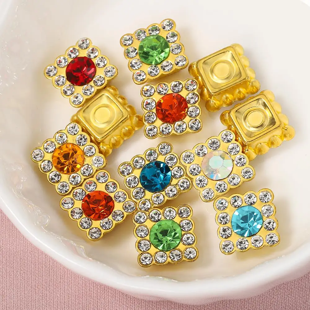 100pcs 10mm Square Rhinestone Cabochon Loose Bead for DIY Jewelry Making Crystal Headband Patch Handmade Needdlework Accessories