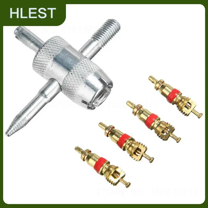 

Drop Shipping 4 Way Car Motorcycle Bike Tire Valve Stem Removal Tool Tire Repair Tool+4 Valve Stem Cores