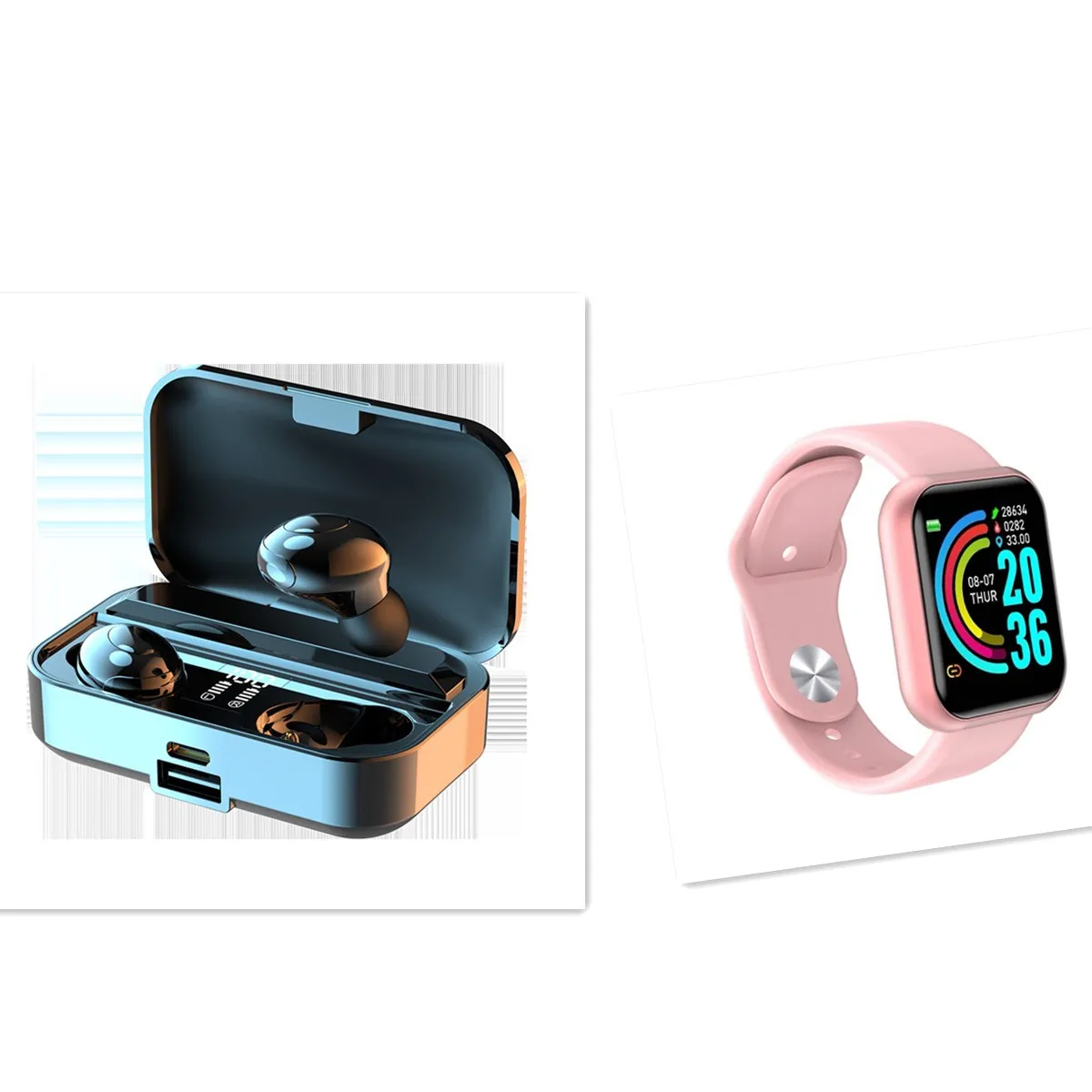 Беспроводные Bluetooth-наушники TWS 2 в 1 с умными часами спортивные умные браслеты для