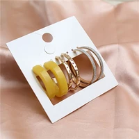 new combination set earrings c ring trend exaggeration personalized rhinestone inlaid metal fashion earrings female gift