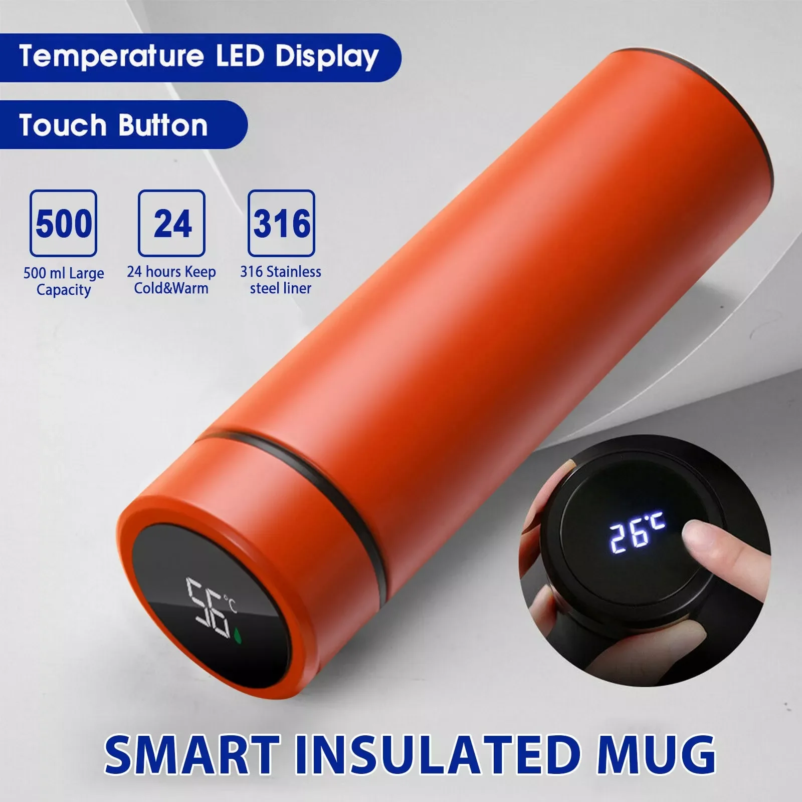 

NEW2023 Kettle Flask LCD Display Screen Steel Vacuum Temperature 49er Coffee Mug Set Large Cup Camping Coffee Mugs Set of 2