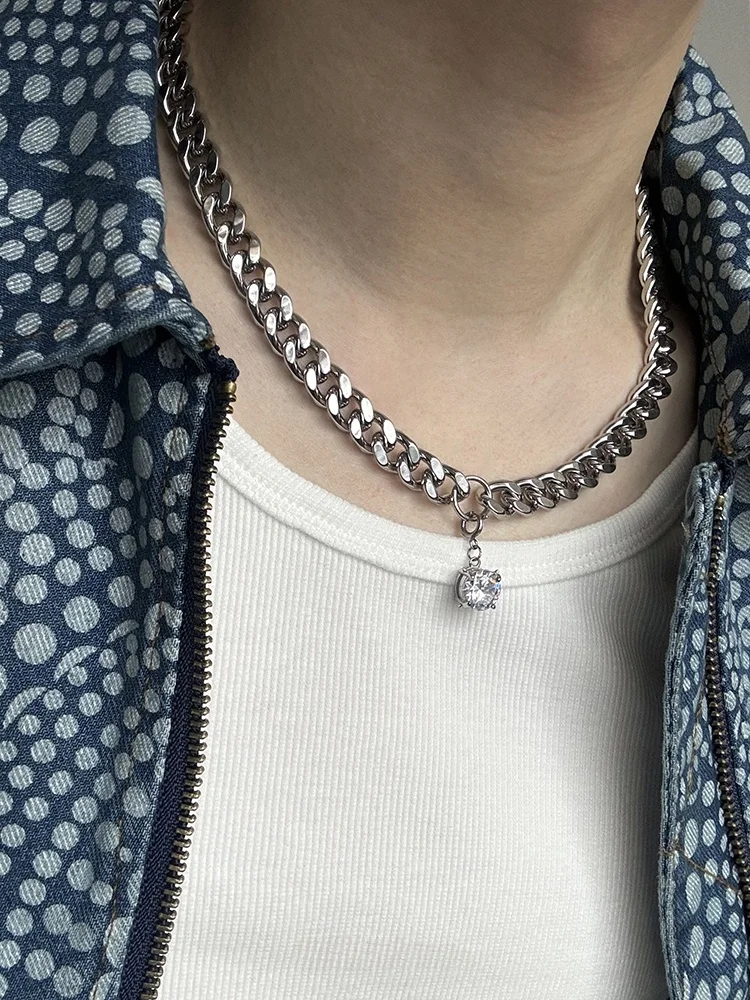 Съемное бриллиантовое толстое кубинское ожерелье мужское высококачественное