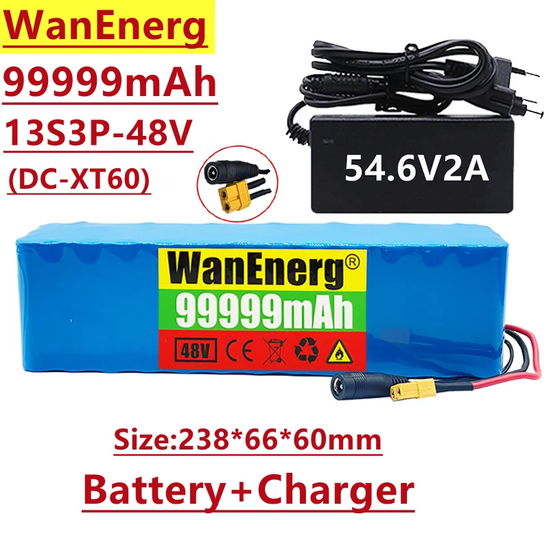 

Литий-ионный аккумулятор 13s3p 48 в 48 В/54,6 в 99999 мАч, 1000 Вт, подходит для электрического велосипеда, электрического летающего автомобиля, Встроен...