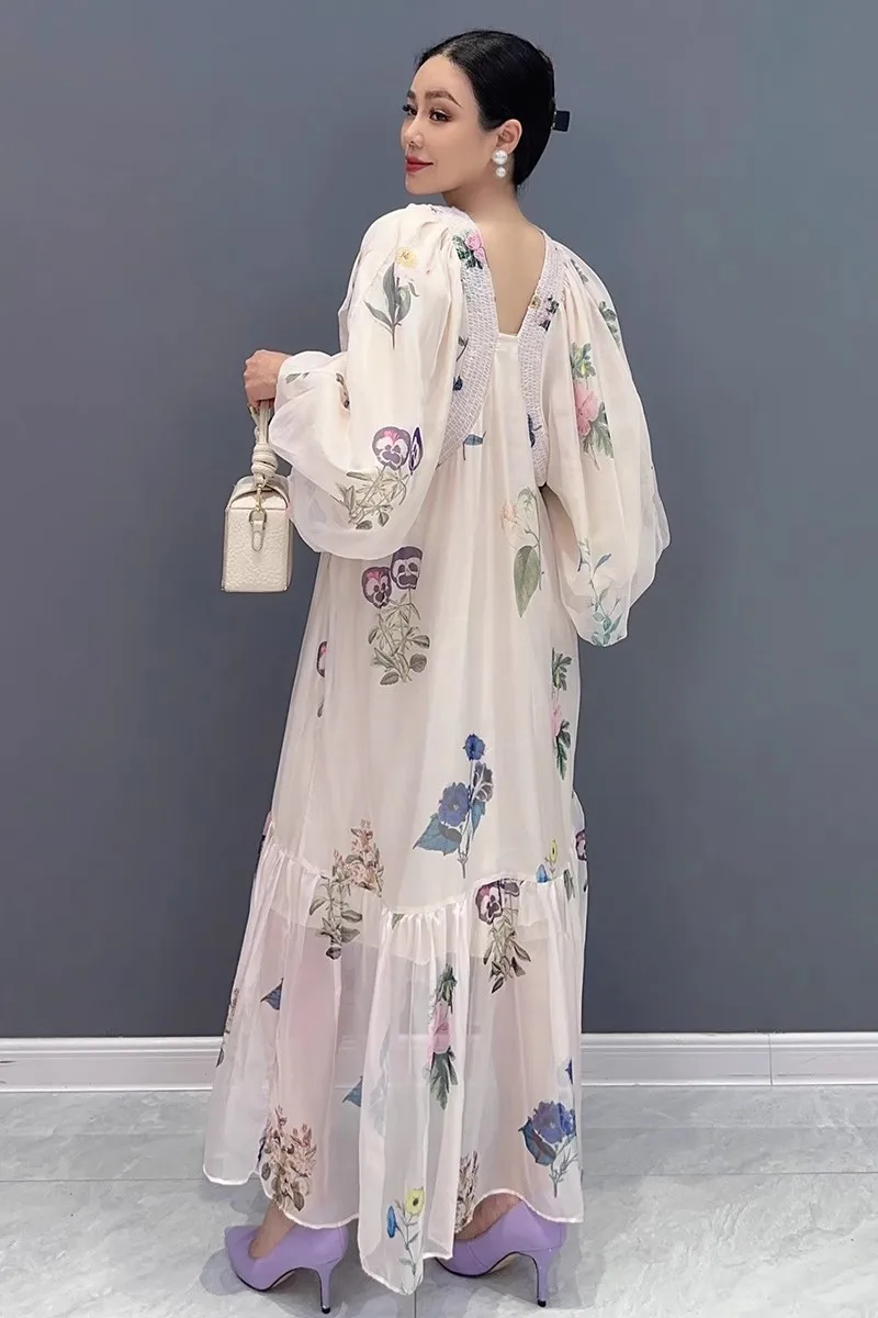 Осенние новые свободные элегантные длинные платья с принтом женские модные