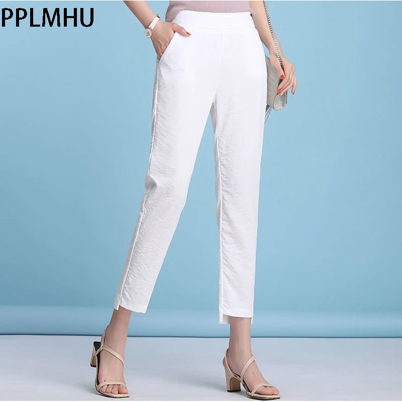 

Summer size S-5XL Elastic High Waist Thin Pants Casual Harajuku Spring Trousers High Quality For Female Ladys Harem Pants