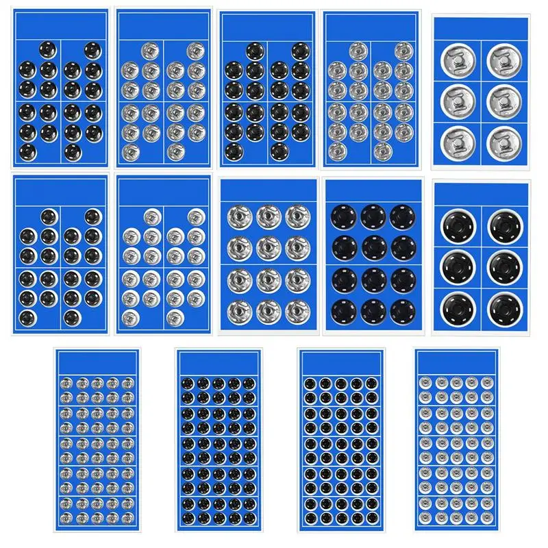 Кнопки-застежки черные/серебристые металлические 8/12/16/18/20 мм |