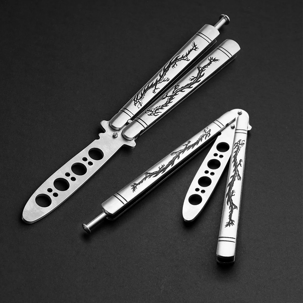 

Foldable Butterfly Knife Trainer Transformable Blunt Balisong Pocket Trainer 440C Stainless Steel Outdoor Training Tool For Game