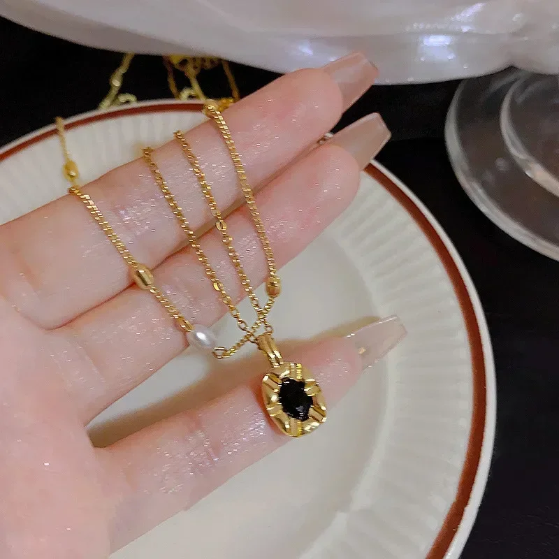 Изысканное Двухслойное черное раннее ожерелье для женщин персонализированные