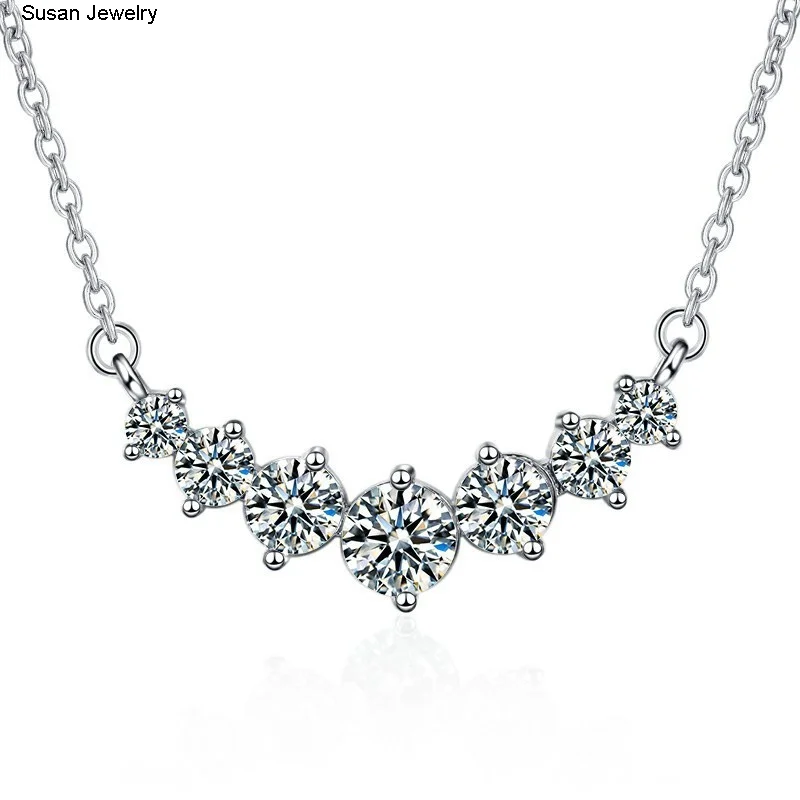 

Женское серебряное ожерелье Morsonite прямого ряда с подвеской до ключиц