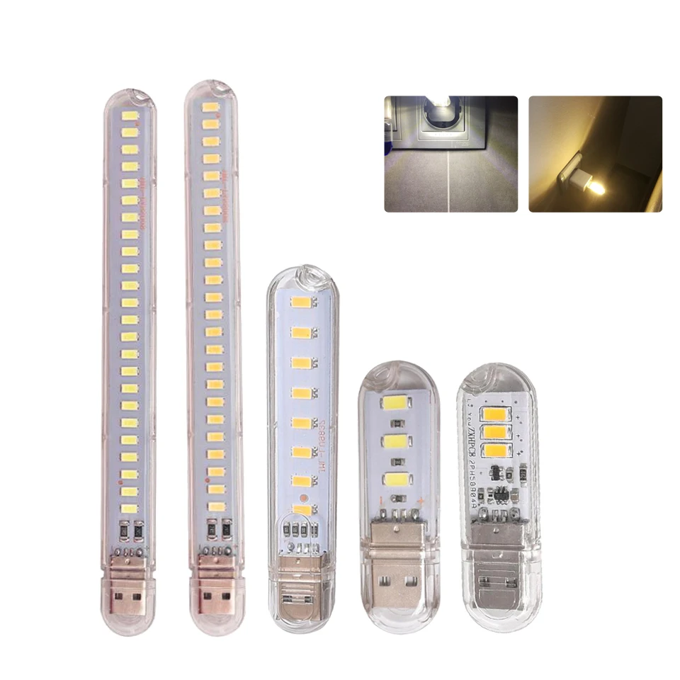 Фото Мини-Портативная USB Светодиодная лампа DC5V 1,2 Вт 1,5 Вт 4 Вт 12 Вт Супер яркая USB Светодиодная лампа для чтения для внешнего аккумулятора ПК ноутб... №1