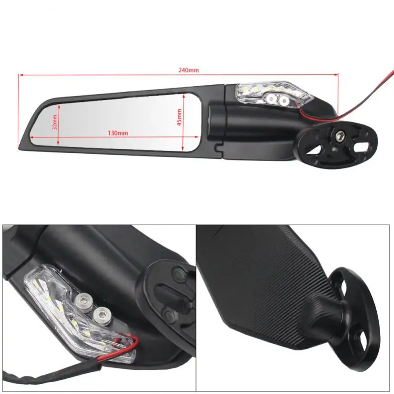 

A Motorcycle Modified Adjustable Rotating Fixed Wind Wing With Lights Rearview Mirror For Kawasaki Yamaha Honda Ducati New Tools